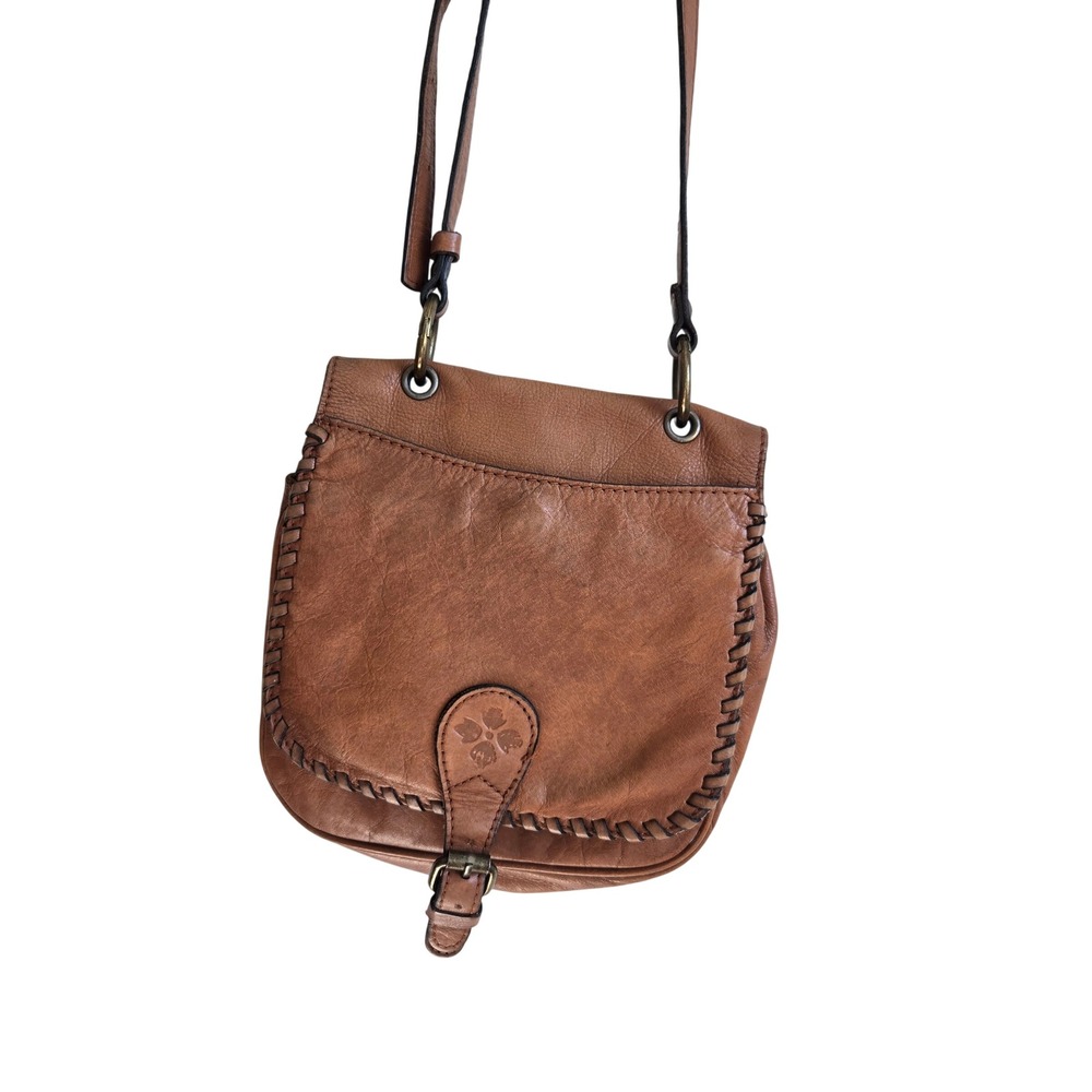 Patricia Nash Small Crossbody Women Cognac Brown Good Whipstitch Leather Bag